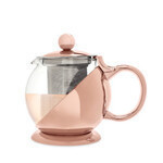 Tetera para dos de vidrio y acero inoxidable de 24 oz en oro rosa