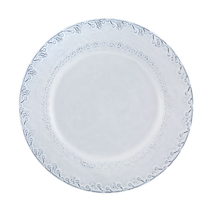 Set de 4 Platos Llano Flora, Blanco