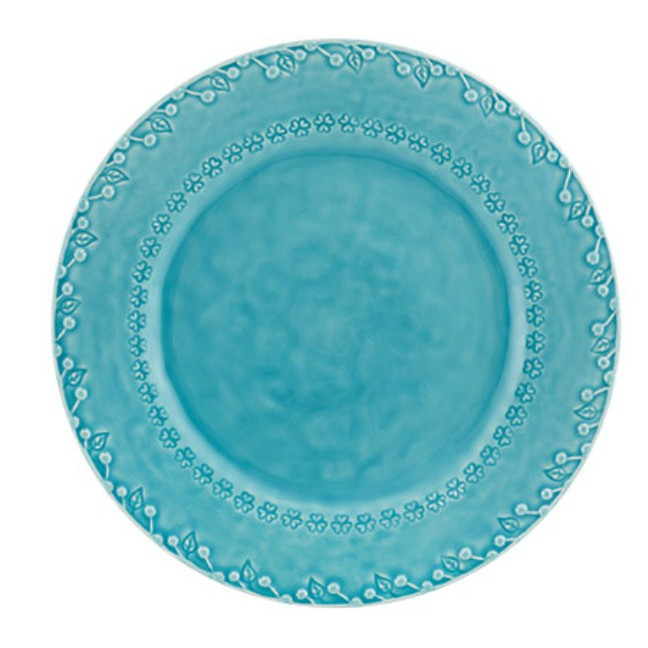 Set de 4 Platos Llano Flora, Azul
