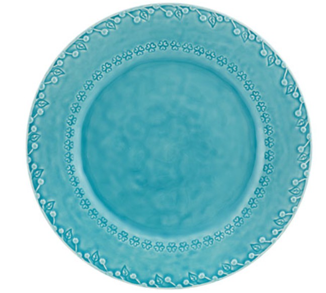 Set de 4 Platos Llano Flora, Azul