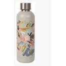 Botella de agua con diseño floral  de acero inoxidable color celeste