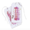 Etiquetas de regalo con diferentes frases  en color rosa de feliz dia