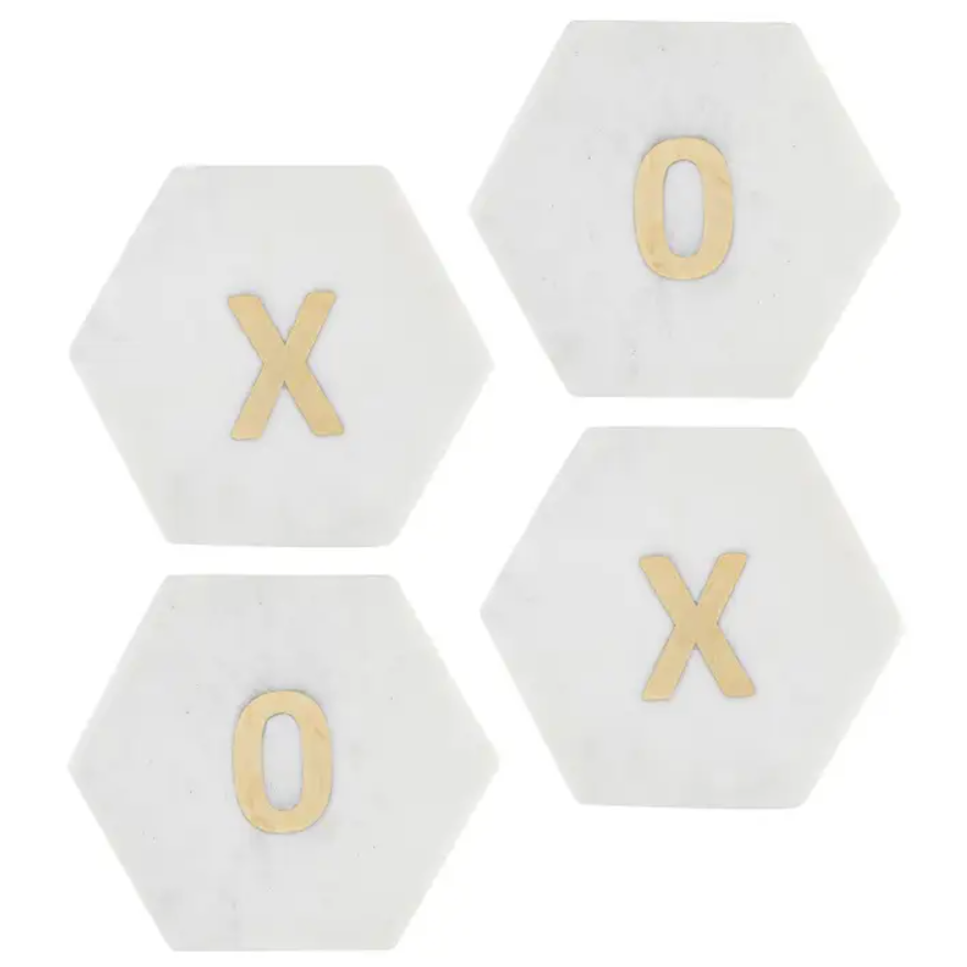 Porta Vasos de Mármol Blanco, Diseño "X O X O"
