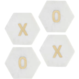 Porta Vasos de Mármol Blanco, Diseño "X O X O"