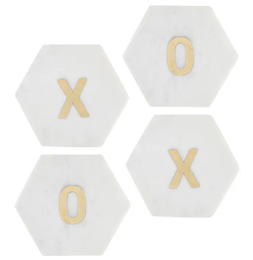 Porta Vasos de Mármol Blanco, Diseño "X O X O"