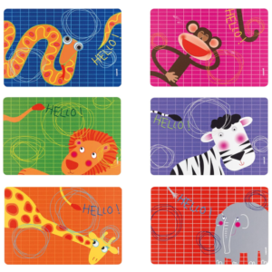 Individual de mesa de diferentes animales para niño