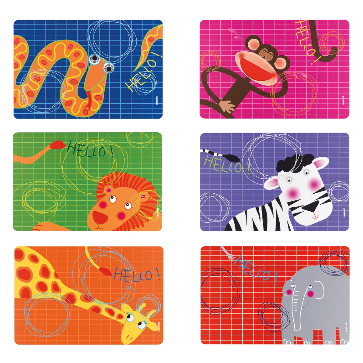 Individual de mesa de diferentes animales para niño