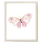 Cuadro decorativo mariposa lado izquierdo rosada alas abiertas 11x14 plgds con marco blanco