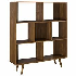 Gabinete organizador de tres niveles con 6 compartimientos color nogal medidas 11.5"x45"x52.5"