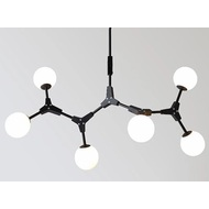 Lampara colgante de 6 luces de esfera color negro