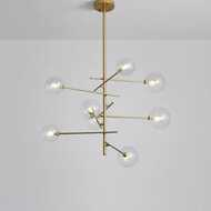 Lampara colgante de 60 cm x 65 cm 8 esferas en color dorado