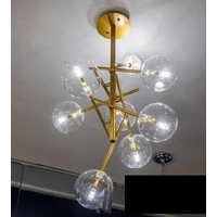 LAMPARA COLGANTE DE 80 CM X 80 CM 8 ESFERAS EN COLOR DORADO