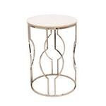 Mesa de marmol redonda con estructura metalica 16" x 16" x 24"