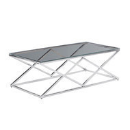 Mesa de coctel plateada con top de vidrio 47.25"x 23.6" x 15.75"