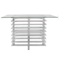 Mesa lateral base metalica color plateado y top de vidrio 47 x 16 x 31"