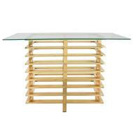 Mesa lateral base metalica color dorado  y top de vidrio 47 x 16 x 31"
