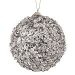 Esfera de hielo de lentejuelas 4" color gris y plateado