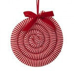 Adorno de lazo bobina de menta escarchada de 9.5" color rojo