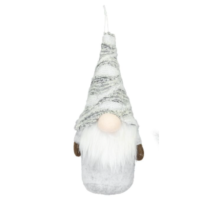 Gnomo colgalte color blanco con gorro blancos y lineas curvas color gris