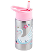 Termo de acero inoxidable con diseño de cisne con tapadera rosada