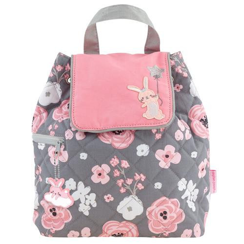 Mochila con flores rosadas y gris