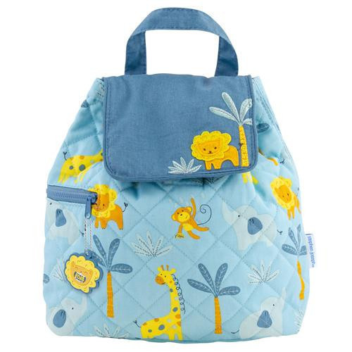 Mochila color celeste con animalitos