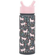 Botella de acero inoxidable summit kids color negra con diseño unicornio gris  18 oz