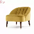 Sofa individual en terciopelo color amarillo con patas de madera medidas 50x73x42