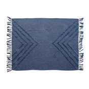 Throw 60 x 50 diseño chevron con mechon y borlas azul