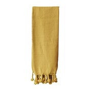 Throw algodón de 60 x 50 con pom pom en color dorado