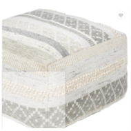 Pouffes de algondo cuadrado 18x18 color crema con ralla gris