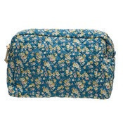 Cosmetiquera con bolsillo interior color azul 7.3 x 3.5 x 5.5"