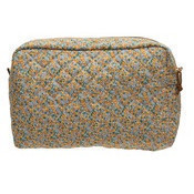 Cosmetiquera con bolsillo interior color crema 7.3 x 3.5 x 5.5"
