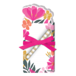 Libreta flores fucsia con boligrafo diseño de rallas de 4 x 8"