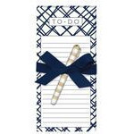 Libreta de apuntes a cuadros azul con boligrafo con diseño de rallas de 4 x 8"