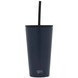 Vaso clasico con pajilla azul oceano 16 oz
