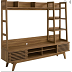 Mueble para tv con repisas y gavetas para organizar color nuez dimensiones 15"x70"x58.5"