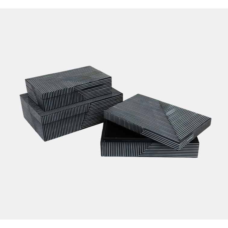 Caja Pinstripe Grande, Navy