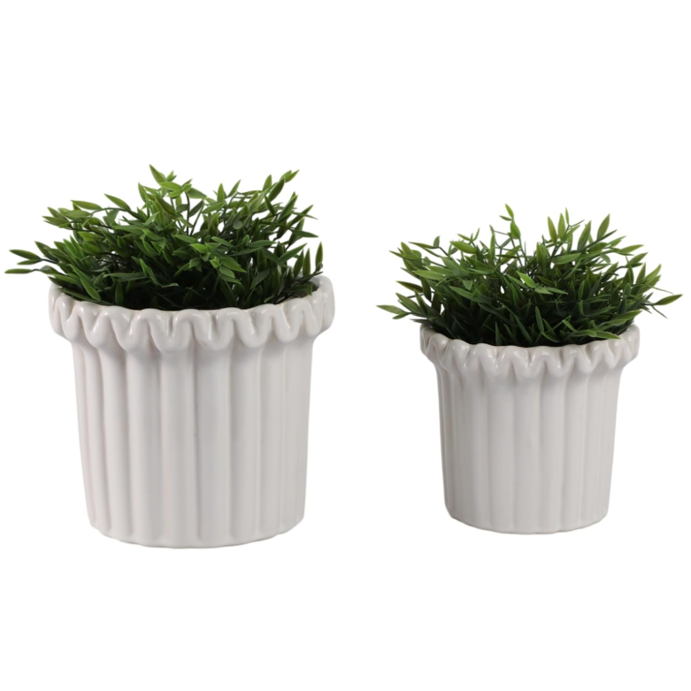 Maceta Fluted Mediana, Marfil