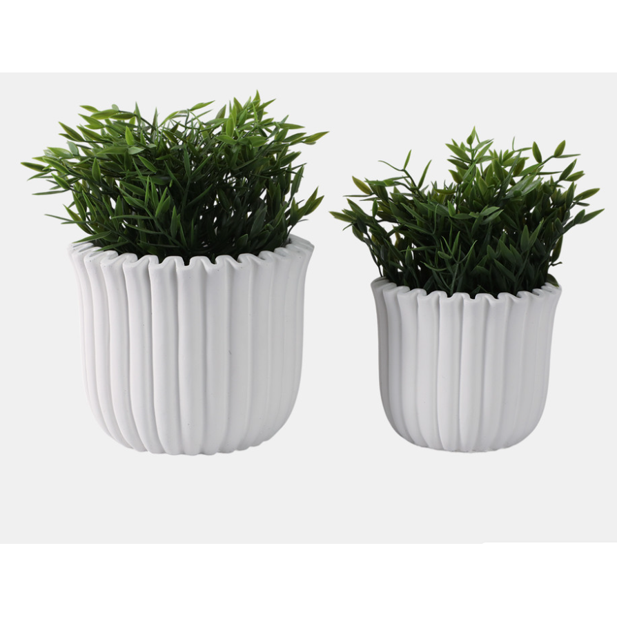 Maceta Fluted Pequeña, Blanca