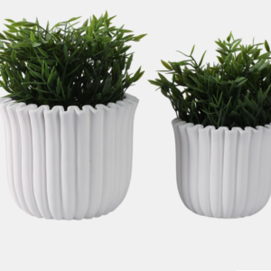 Maceta Fluted Pequeña, Blanca