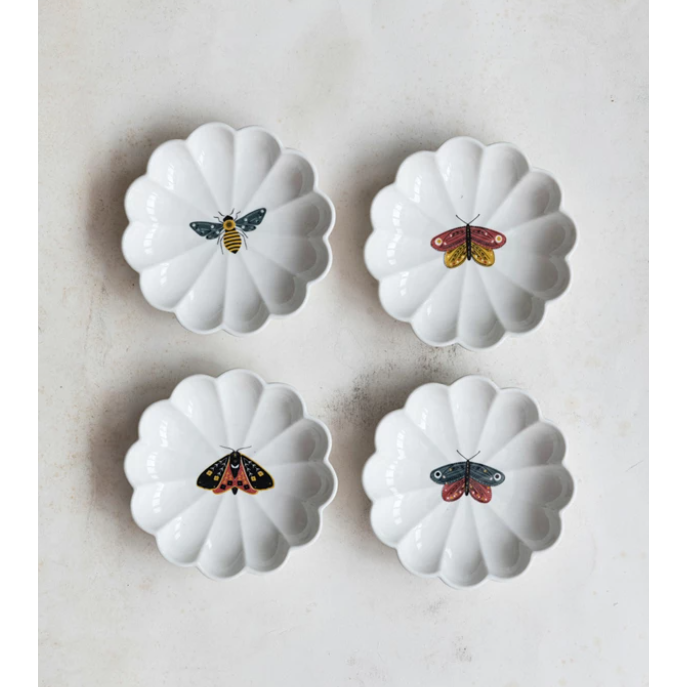 Plato Acanalado de Gres con Insecto – 4 Estilos