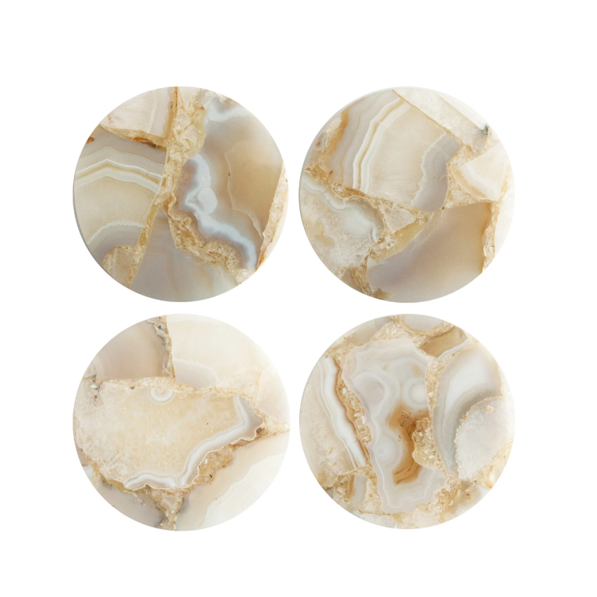 Portavasos Redondos, Mármol Multicolor Portavasos Redondos, Mármol Multicolor