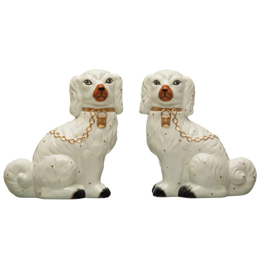 Reproducción Vintage de Staffordshire en Dolomita Pintada a Mano Multicolor Set de Dos