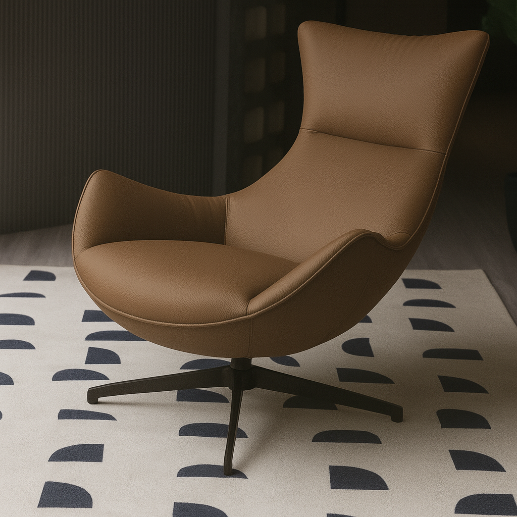 Sillón Reclinable con Base Giratoria, Café