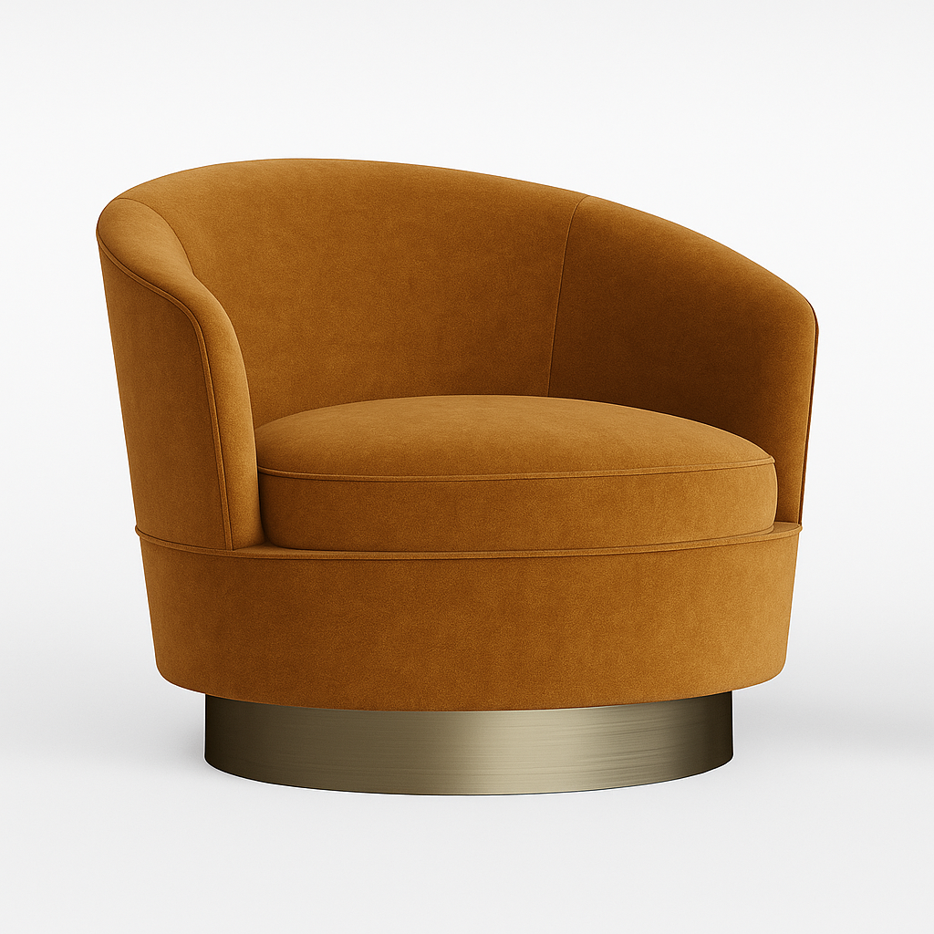 Sillón Giratorio con Base Dorada, Marrón