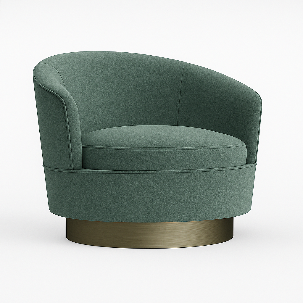 Sillón Giratorio con Base Dorada, Verde Bosque