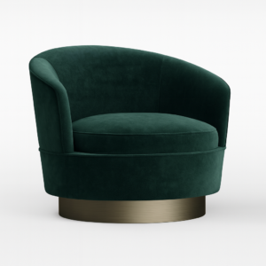 Sillón Giratorio con Base Dorada, Esmeralda