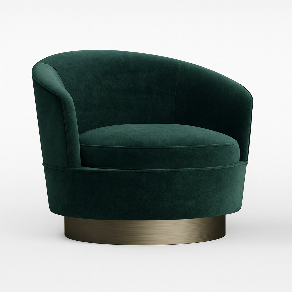 Sillón Giratorio con Base Dorada, Esmeralda