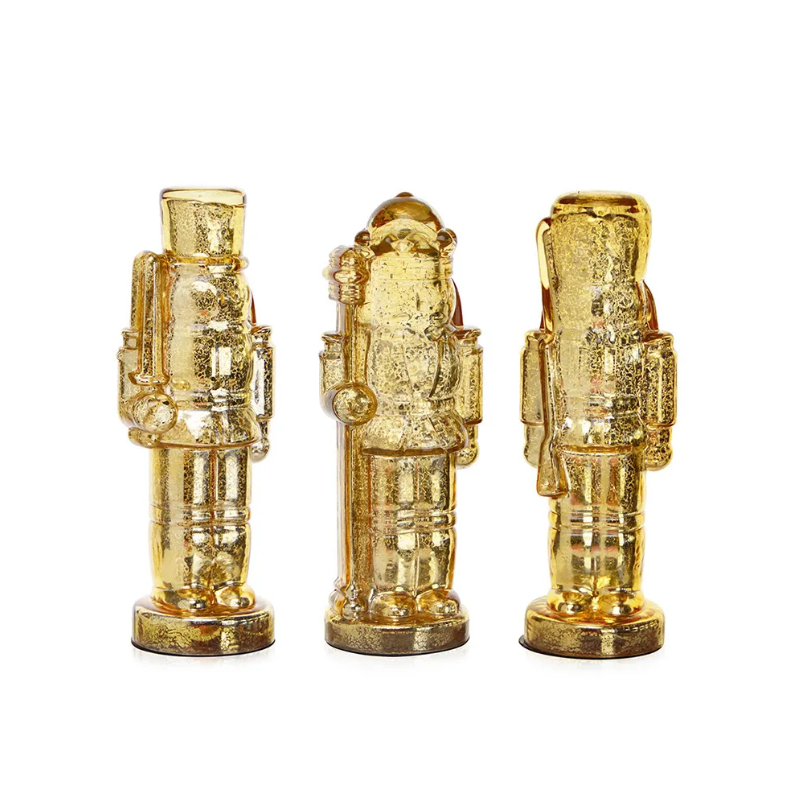 Set 3 Cascanueces Decorativos, Dorado Metálico